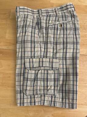 RedHead Men's Tan and Blue Plaid Cargo Shorts Size 34